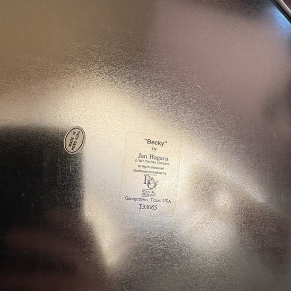 Vtg Jan Hagara 1987 Becky A Token Of Love Made In Hong Kong Tin Tray - Picture 4 of 7